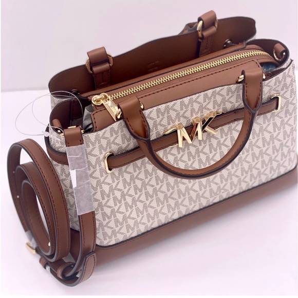 Michael Kors Reed Small Belted Satchel Shoulder Crossbody Bag MK Vanilla - Picture 9 of 10